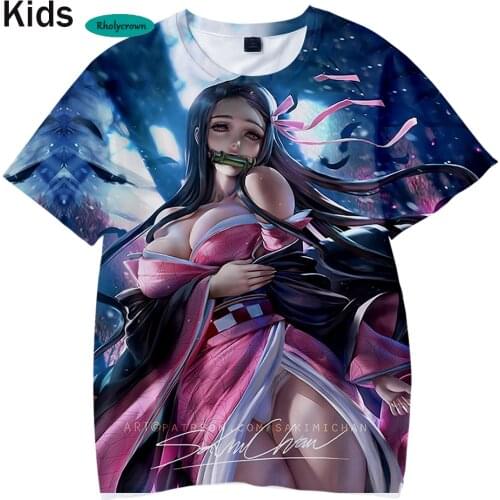 New Summer 3D T-Shirt Fashion Prined Comic Demon Slayer Kids T shirt Hot Sale Cool Tops Boys Girls 3D Kimetsu no Yaiba t-Shirts