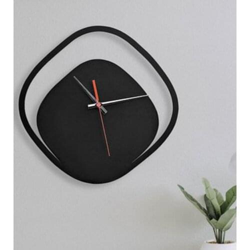 HLO 2021 New Modern Black Asymmetric Numeral Wall Clock Quality Affordable Home Decoration Quiet Fair Price Living Room