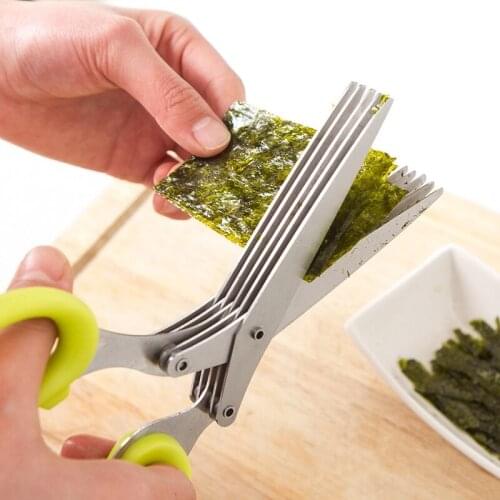 Novelty 5 layers of stainless steel kitchen Chopped scallions scissors cut office shredding DIY craft scissors with brushes