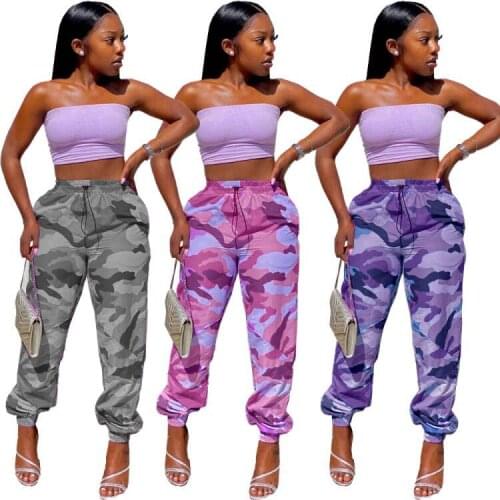 DN8366 Wholesale Items Fall Street Hipster Fashion Camouflage Casual Long Trousers Camo Pants for Women