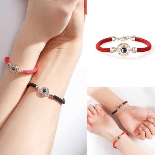 Romantic Memory Couple Handmade Rope Bracelet 100 Language Red Lover I Black Fashion Bracelet Red Love Jewelry Lucky Gifts C9M3