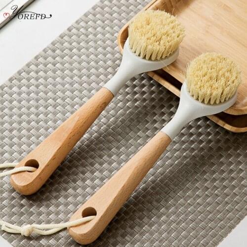 OYOREFD Kitchen Wooden Long Handle Cleaning Brush Pan Pot Bowl Tableware Brush Dish Washing Brush Home Kitchen Cleaning Tool
