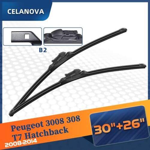 Windshield Wiper Blade For Peugeot 3008 308 T7 Hatchback 2008-2014 2009 2010 2011 Frameless Windscreen Rubber Wipers 30"+26"