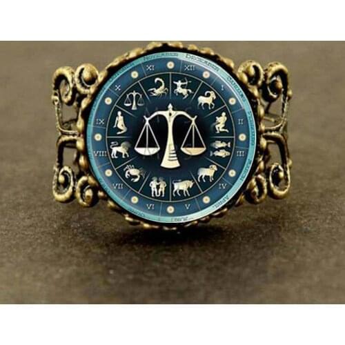 Steampunk 2017 New Libra Zodiac Jewelry Astrological Sign Scales September October Birthday Astrology Ring
