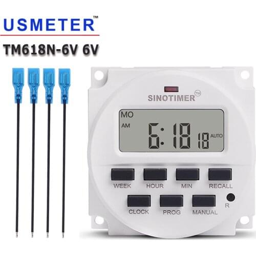 6V DC Timer Switch 7 Days Programmable with 12/24hr Format Clock Display BIG LCD 1.6 Inch Recharge Battery Inside Timer Switch