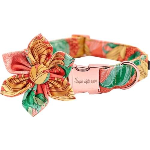 Unique Style Paws Cotton Dog Collar with Flower Sunflower Pet Collar for Large Medium Small Dogs Cats