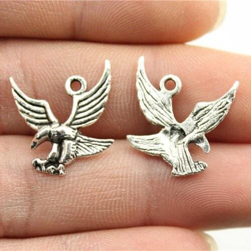 WYSIWYG 20pcs Charms Eagle Hawk 20x20mm Tibetan Silver Color Pendants For Jewelry Making DIY Handmade Craft