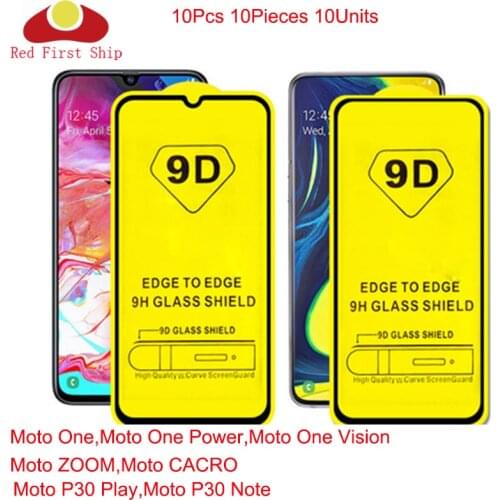 10Pcs/lot 9D Tempered Glass For Motorola Moto One Vision Power Full Cover Screen Protector For Moto MACRO ZOOM Movie Film 9H 9D