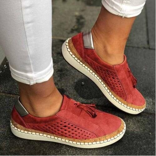 Large Size Women Casual Footwear Flat Heel Wear-resistant Canvas Upper Tassel Decoration 2021 Fashionable Comfortable Women Shoe