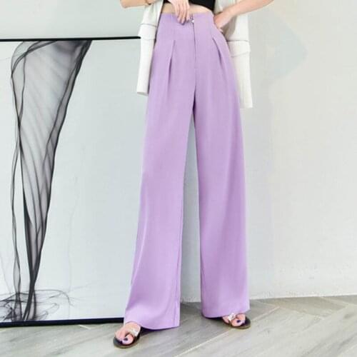 Wenfly Women Hot Sale Korean Zipper High Waist Wide Leg Pants Korean Lady Casual Long Loose Suits Trousers Streetwear