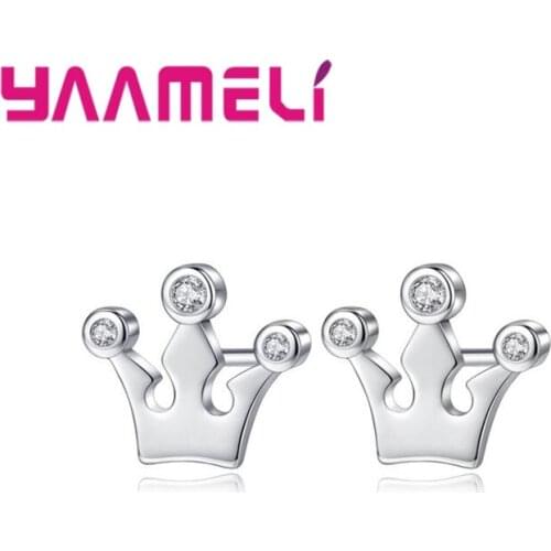 New Simple Design Crown Stud Earrings For Women Ladies Wife Hot Fashion 925 Sterling Silver Stud Earrings Wholesale