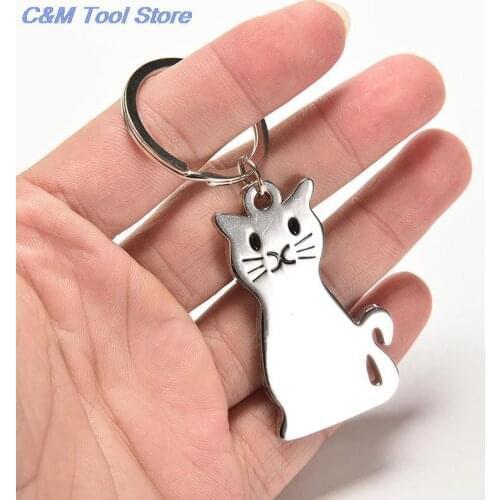 1Pc Cute Cat Shaped Metal Key Chain Keychain Key Ring Keyrings Festival Gift Best Price