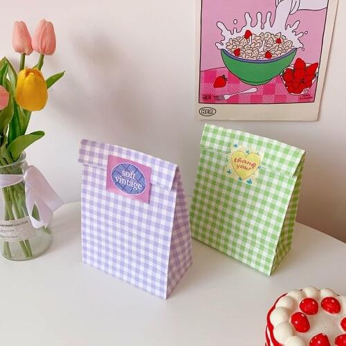 10PCS Stand Up Lattice Bags Mini Paper Bags Baby Shower Birthday Food Paper Seal Gift Packing Treat Colorful Box Party Supplies