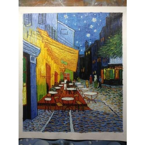 100% Hand Made Canvas Wall Art Painting for Home Decor Van Gogh Oil Painting Reproduction Cafe Terrace At Night No Framed