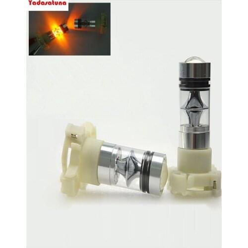 2*Amber Yellow Error Free 75W PY24W 5200s LED Bulbs For BMW Front Turn Signal Lights, Fit E90/E92 3 Series, F10/F07 5 Series ect