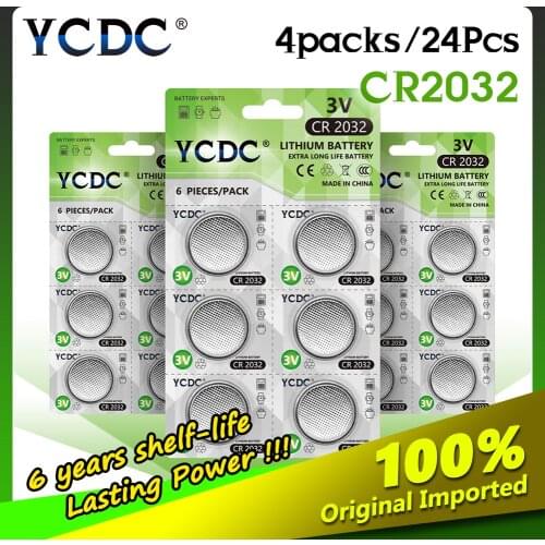 24Pcs YCDC 3V CR 2032 Lithium Button Coin Cells Batteries CR2032 DL2032 KCR2032 5004LC Lithium Button Battery For Pointer Watch