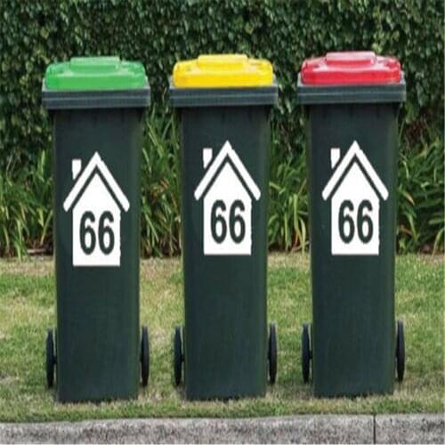 3 X White Wheelie Bin House Number Stickers Customized Personality Stickers 15cmx20cm