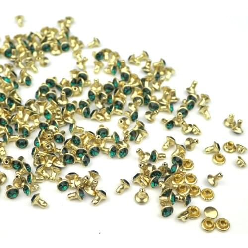 30/50/100Sets 6mm Crystal Rhinestone Rivets Spikes DIY Leather Craft Tools Metal Studs Punk Accessories Strass Nieten Drill Nail