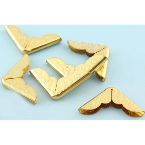 30pcs Gold Decorative Book Corner Protector Embossed Mini Metal Scrapbooking Albums Menus Folders Invitation Card Case Bracket
