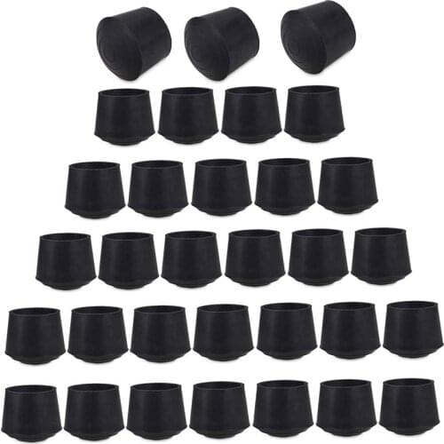 32 PCS 7/8 inch Round Chair Leg Tips Caps Anti-Slip Black Rubber Table Feet Covers Chair Leg Protectors