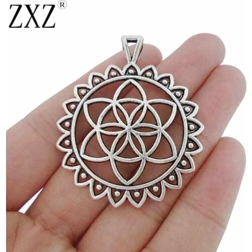 ZXZ 5pcs Large Flower of Life Charms Pendants for Jewelry Making Findings 49x41mm