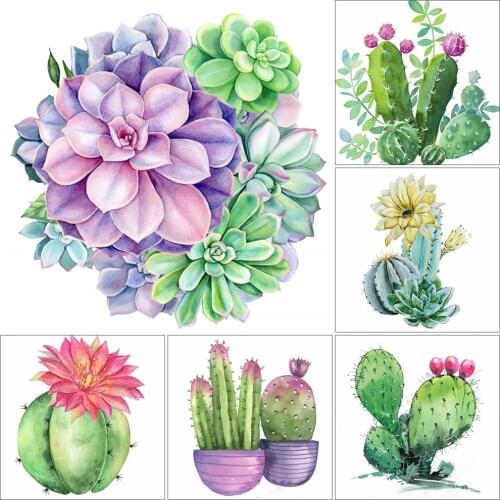 5D Full Drill Diamond Embroidery Plant Cactus Diamond Mosaic Painting Rhinestones Flower Picture Handicraft Art Decoration