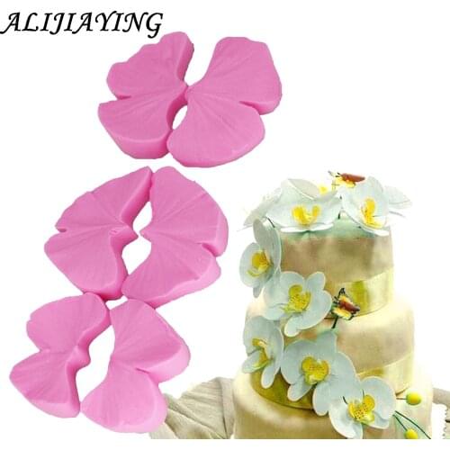6Pcs/set Silicone Mold Phalaenopsis Flower Petal Fondant Cake Mold Fondant Decoration tools Chocolate Mould Baking Cake D1257