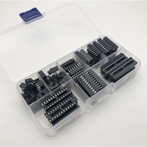 66Pcs 2.54mm Pitch DIP IC Connector Sockets Solder Type Adaptor Assortment Kit (6/8/14/16/18/20/24/28 Pins)