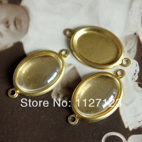 Free shipping !!50Pcs 13x18 mm Raw Brass Cabochon Base frame Base Connectors Setting