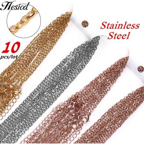 10pcs/lot Cross Stainless Steel Link Rose Gold/Gold/Steel Chains Necklace DIY Jewelry Pendant O-Chains Suit Wholesale Bulk Sale
