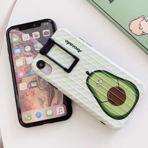 Case for iPhone XR XS Max Funny Trolley Back Holder Cover for iPhone X 8 7 6 6S PLUS Avocado Pattern Phone Soft Protection Case