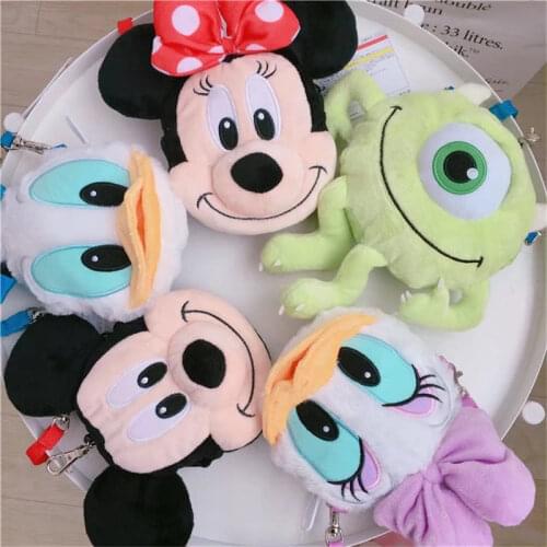 Disney Cartoon Mickey mouse Donald Duck lady Cute Plush handbags messenger Card Holder Purse Coin women Shoulder Bag doll