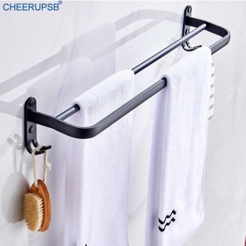 Toallero Bathroom Black Towel Bar WC Washroom Towels Holder Restroom Holder Double Single Bars Wall Rail None Boring Spourt Rack