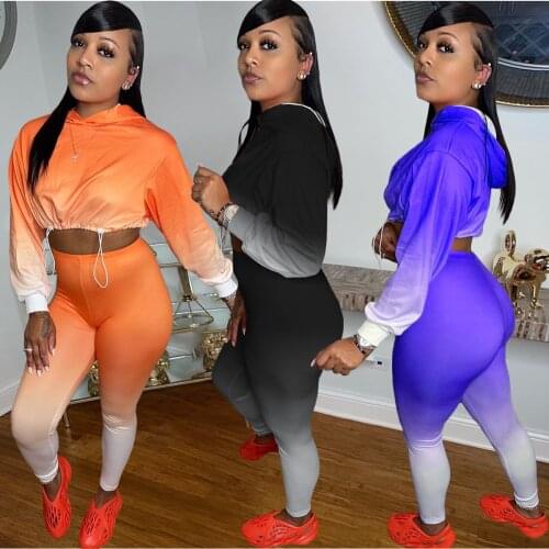 DL88011 Wholesale Items Women Outfit Sport Loose Clothing Woman Biker Ladies Long Sleeves and Pants Two Piece Set Outfit