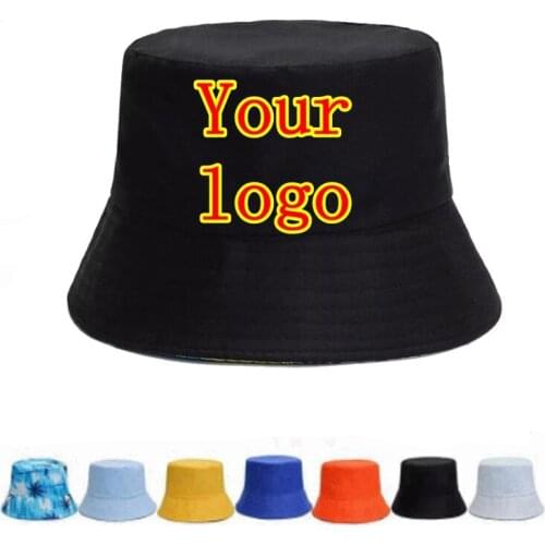 WZCX Custom Logo Double Sided Collapsible Shading FishermanS Hat Embroidered Letters Unisex Flat Top Basin Cap Fishing Hat