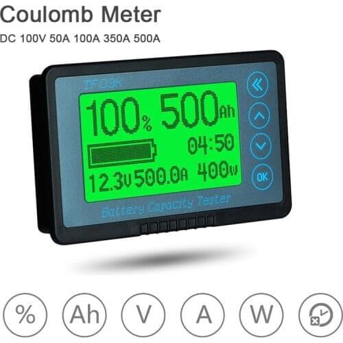 DC 120V 500A Coulomb Meter Battery Monitor Capacity POWER 350A 100A Lithium Lifepo4 4S 7S 10S 13S 14S 16S 20S 12V 24V 36V 48V
