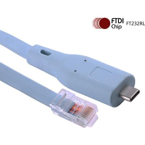 Type C USB to RJ45 FTDI Chip RS232 Serial Converter Console Cable for Cisco Router Compatible Windows10 8, 7