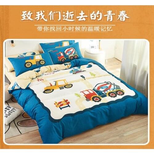 Cartoon Boys Bedding Set Car Track Pattern Duvet Cover Set Children Birthday Gift AU/EU Single Students Bedclothes for Kids