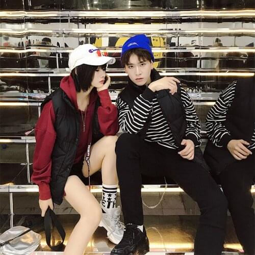 Korean Casual Men Hooded Sleeveless Cotton-Padded Jacket Solid PrimaloftOne Vest Male Couples White Black Waistcoat S-5XL MJ12