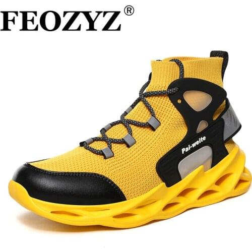 FEOZYZ New Reflective High Top Running Shoes Men Breathable Sock Boots Fashion Sneakers Men Trainers