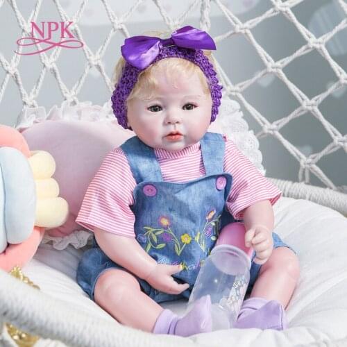 NPK 50CM bebe doll newborn size cuddly reborn baby cute doll 100% handmade soft touch weighted collecitble high quality doll