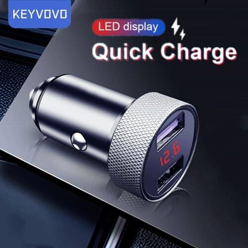 Metal QC USB Car Charger Quick Charge 4.0 QC3.0 LED Digital Display Mobile Phone Fast Charging Adapter For iPhone Xiaomi Huawei