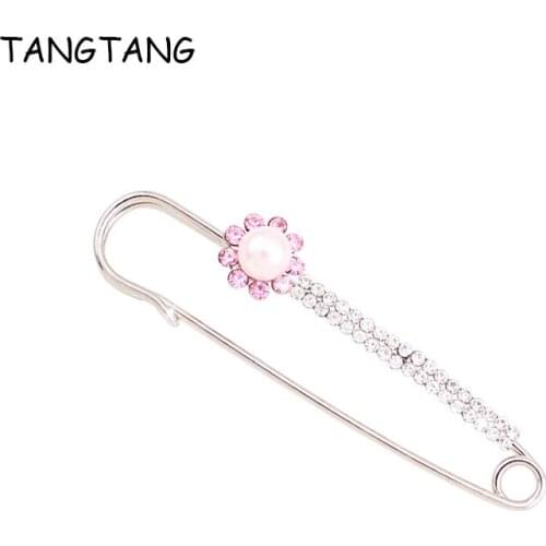 Cute Rhinestone Flower Pins Hijab Cardigan Coat Brooch Scarf Clothes Buckles Brooch Jewelry for Women Men Kids Clip Mujer BP105