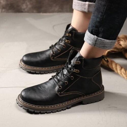 Men Boots Man Shoes Outdoor Men winter Boots Plush Warm snow boots Men Footwear Lace-Up Casual Trendy Hunting ankle Boots men