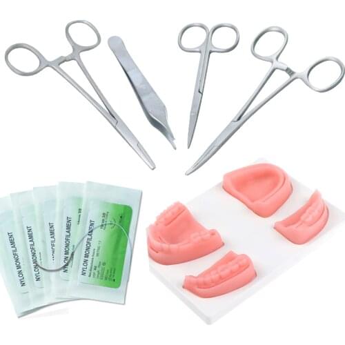 Dental practice kit, Oral model, Swaged needle, Training instrument kit with selica gel for Dental Students oral suture training