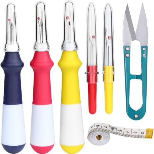 Nonvor 7Pcs Seam Ripper Set Plastic Handle Thread Cutter Seam Ripper Stitch Unpicker Sewing Removed Tool