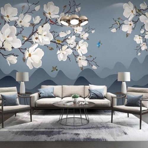 Custom Mural Wall Papers Home Decor New Chinese Style Flower And Bird Living Room Sofa TV Background Wall Painting Wallpaper 3D