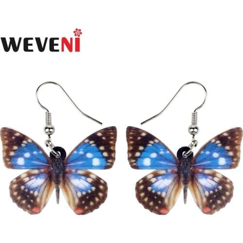 WEVENI Original Acrylic Japanese Emperor Butterfly Earrings Drop Dangle New Trendy Insect Jewelry For Women Girl Tropic Charms