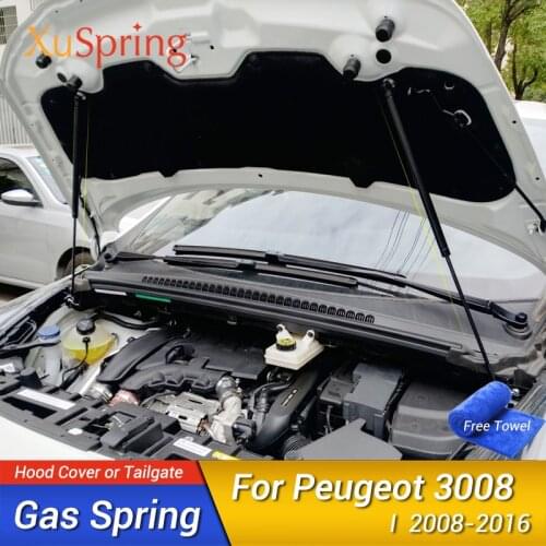 Car Front Bonnet Cover Lifting Support Gas Spring Shock Bracket Hydraulic Rod for Peugeot 3008 I 2008-2016 Styling 2pcs/set