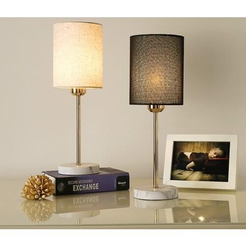 Nordic Bedside Table Lamp With Fabric Lampshade For Bedroom White Red Black Table Reading Lights Modern Home Lighting WF102602